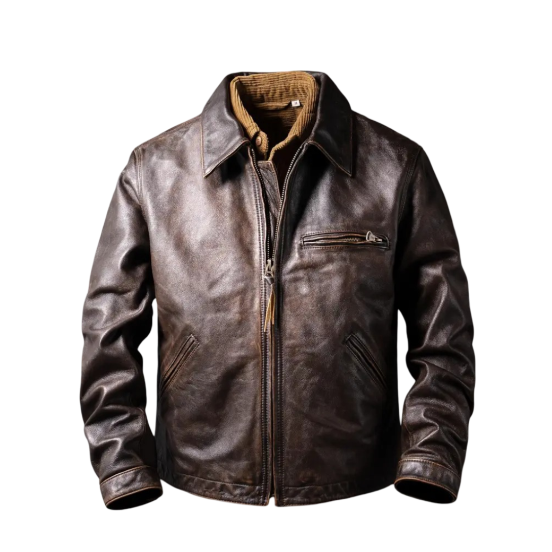 Magnus | Herren Dunkelbraune Jacke im klassischen Lederstil