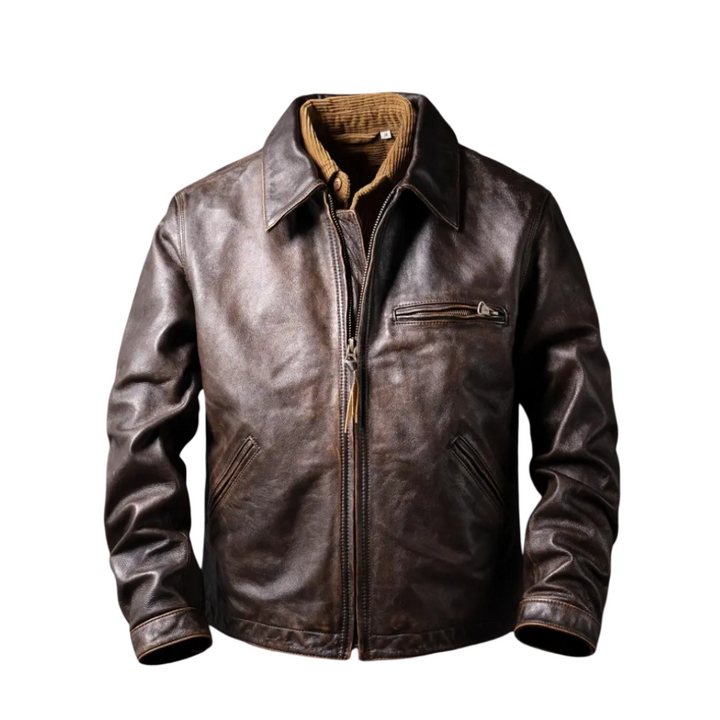 Magnus | Herren Dunkelbraune Jacke im klassischen Lederstil
