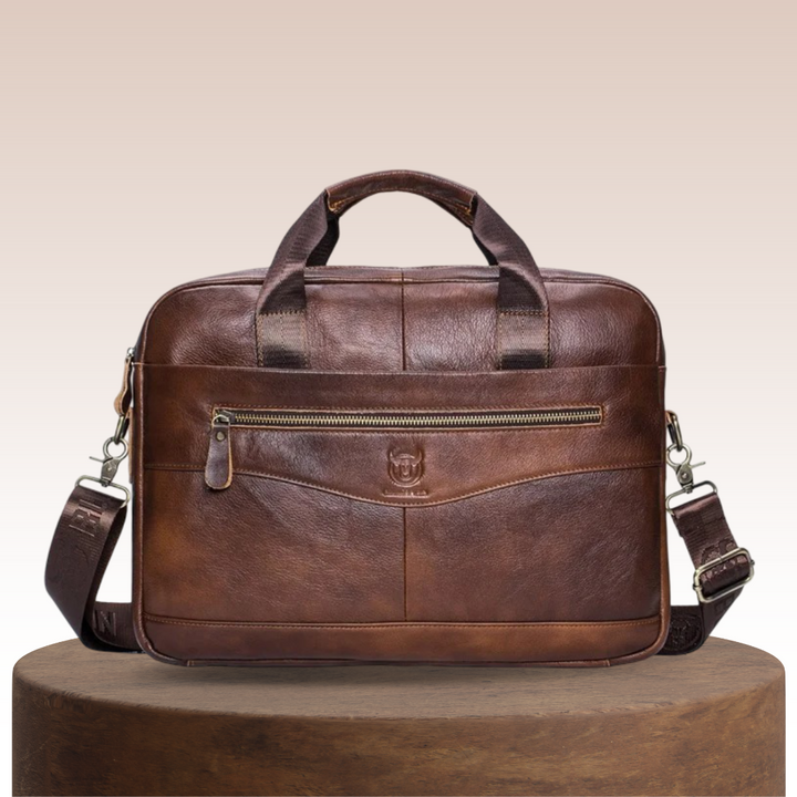 Mason | Professionelle Leder-Laptoptasche mit geschwungener Reißverschluss-Details