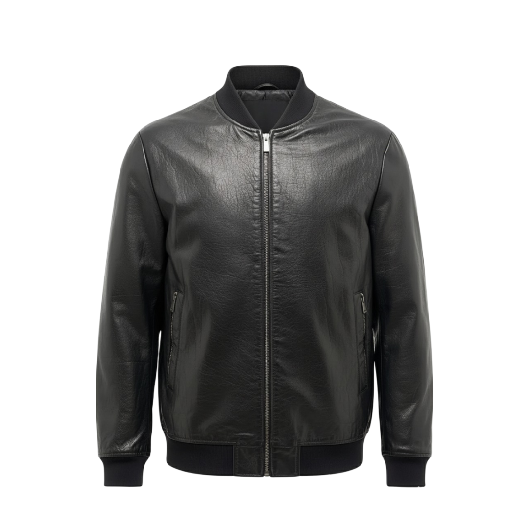 Raymund | Zippev Black Bomber Lederjacke