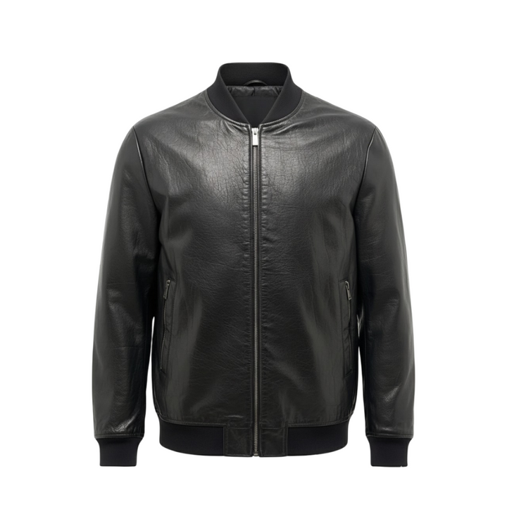 Raymund | Zippev Black Bomber Lederjacke