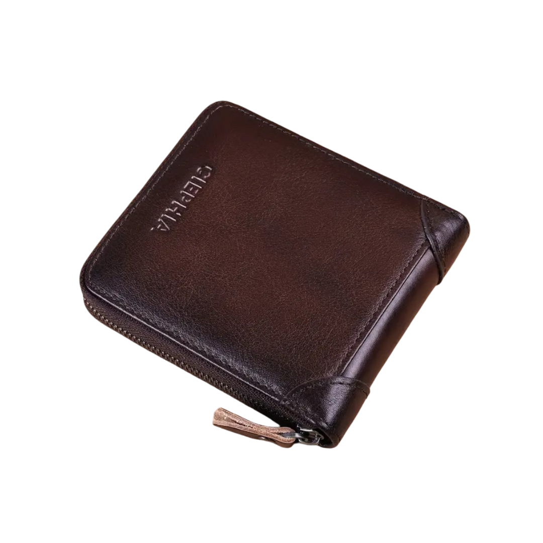 Jefrey | Vintage Geldbörse aus Leder mit RFID-Doppelverschluss
