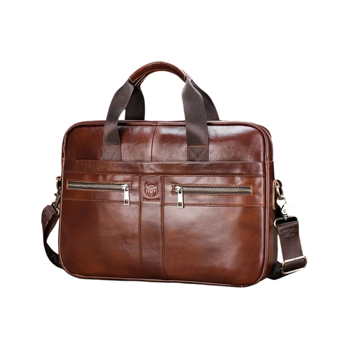 Preston | Elegante Leder-Arbeitstrommel mit Doppel-Reißverschluss vorne