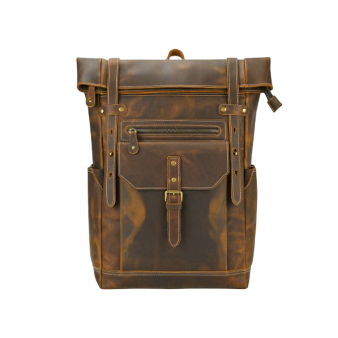 Stephen | Vintage-Leder-Rucksack mit Rolldach