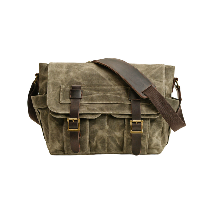 Lester | Retro-Textured Leinwand-Leder-Schultertasche