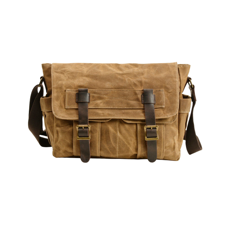 Lester | Retro-Textured Leinwand-Leder-Schultertasche