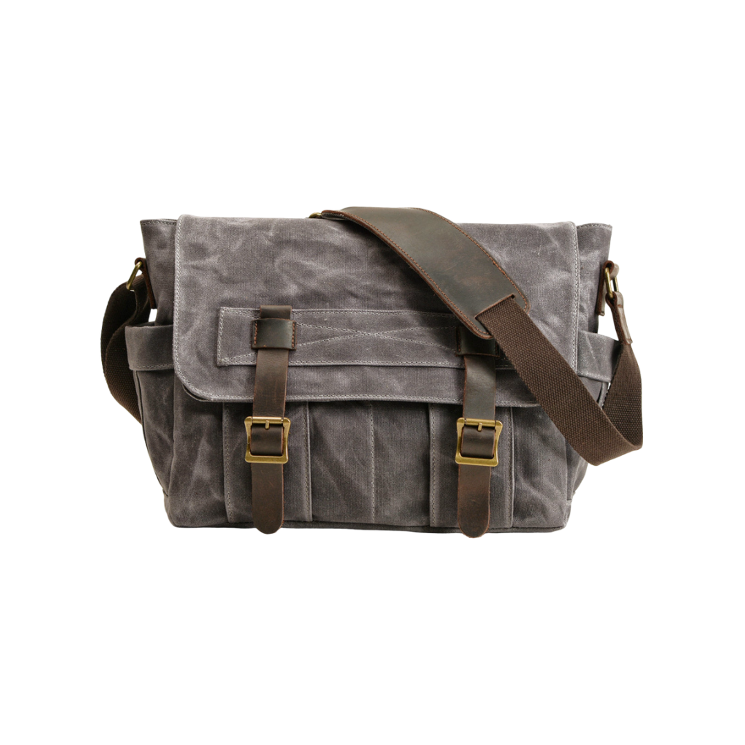 Lester | Retro-Textured Leinwand-Leder-Schultertasche