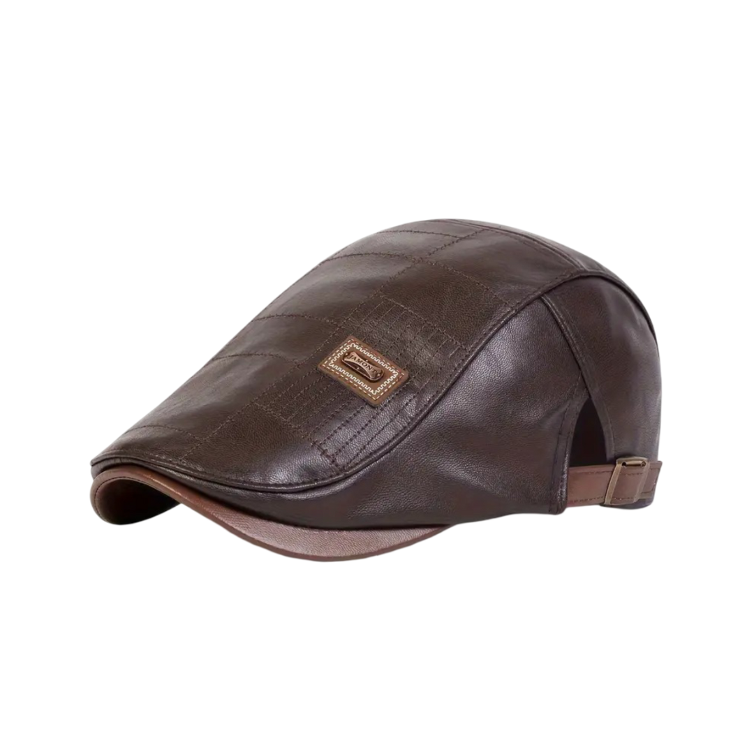 Brendon | Herren Classic Leder-Newsboy Cap