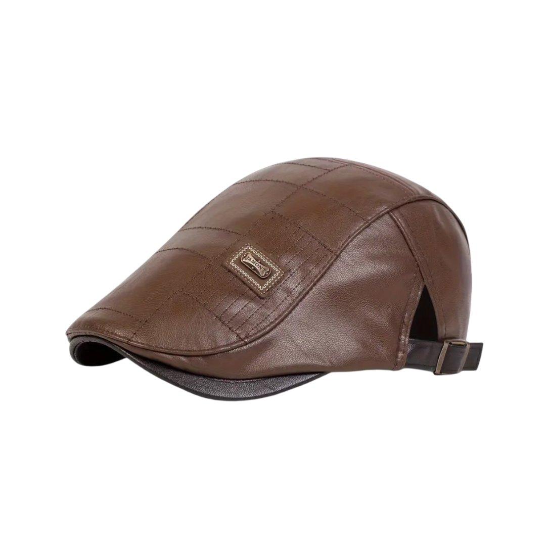 Brendon | Herren Classic Leder-Newsboy Cap