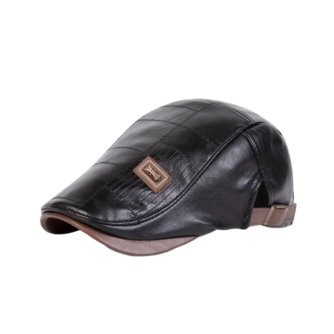Brendon | Herren Classic Leder-Newsboy Cap