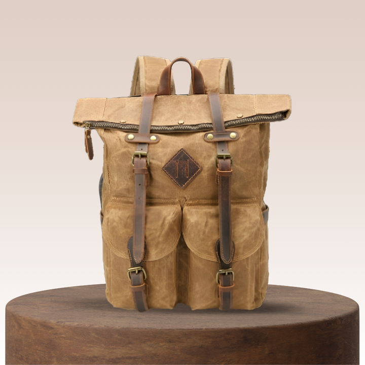Edriel | Laptop-Leder-Rucksack mit Roll-Top