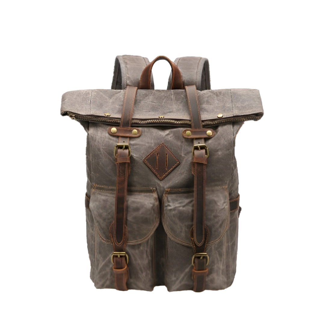 Edriel | Laptop-Leder-Rucksack mit Roll-Top