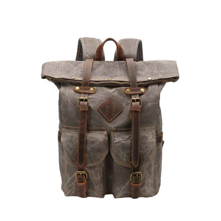 Edriel | Laptop-Leder-Rucksack mit Roll-Top