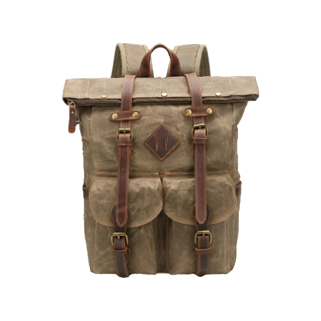 Edriel | Laptop-Leder-Rucksack mit Roll-Top