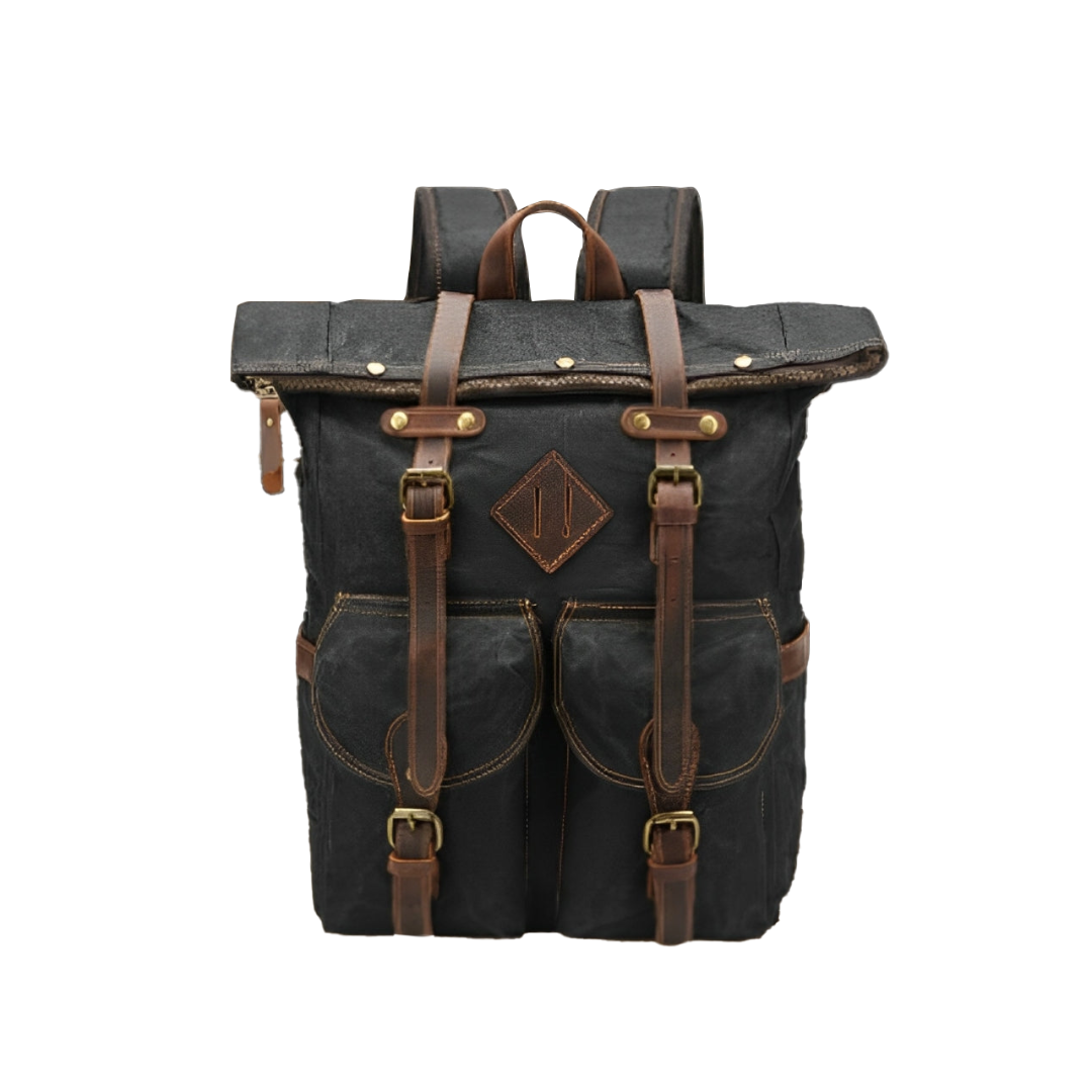 Edriel | Laptop-Leder-Rucksack mit Roll-Top