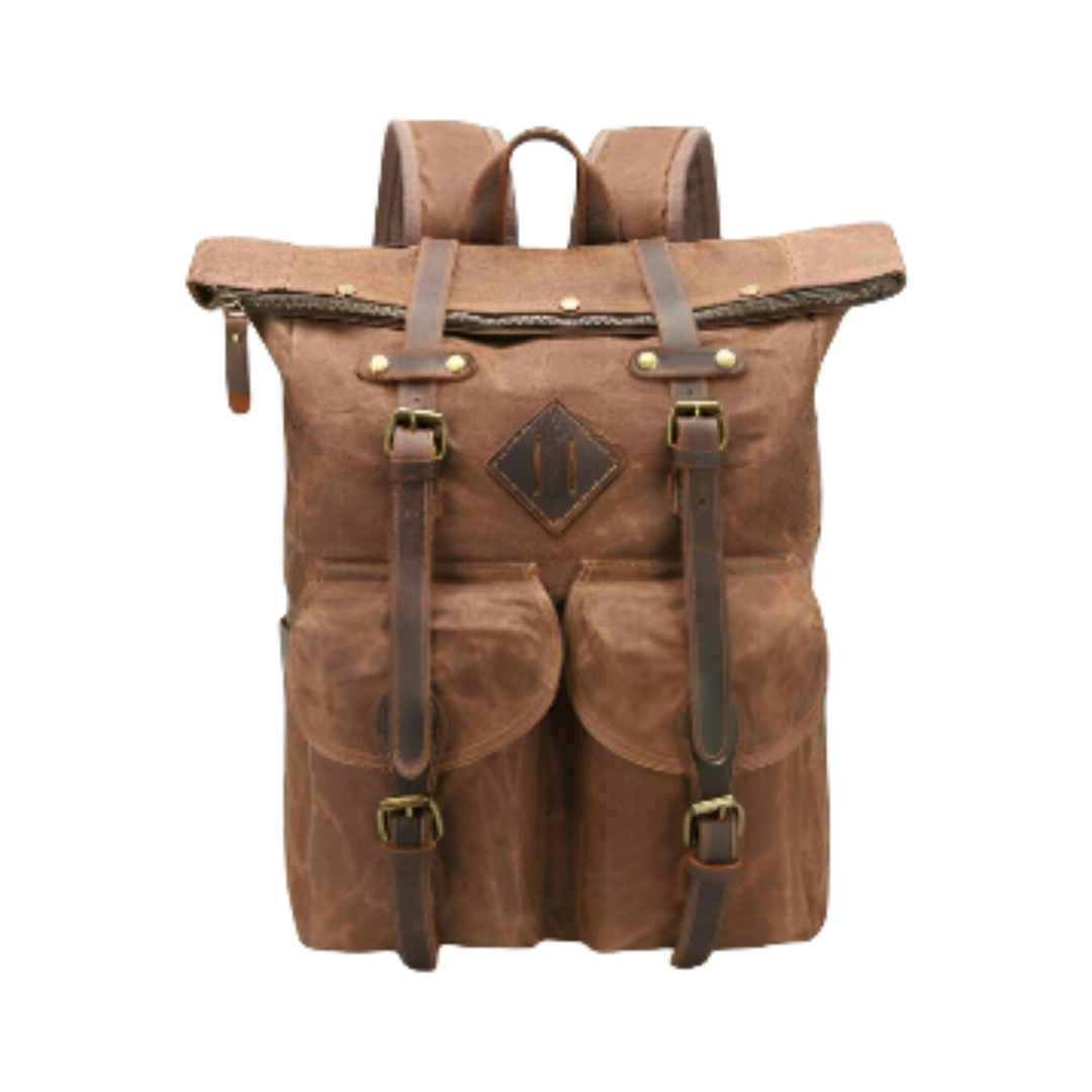 Edriel | Laptop-Leder-Rucksack mit Roll-Top