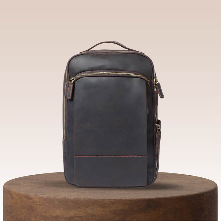 Bogen - Leder-Laptoptasche in Rucksack-Form