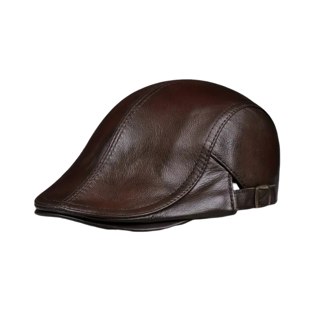 Hanz | Echtes Leder Verstellbare Newsboy Mütze